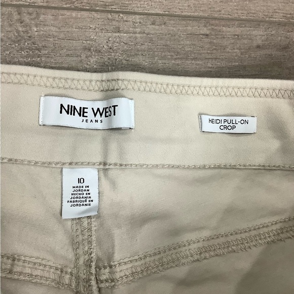 Women's Nine West 10 Medium Pull On Pants Khaki Ankle Stretch Elastic Waistband - Picture 8 of 9